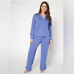 MUK LUKS Regular French Terry Stitched Lounge Set Size 2X Blue NWT